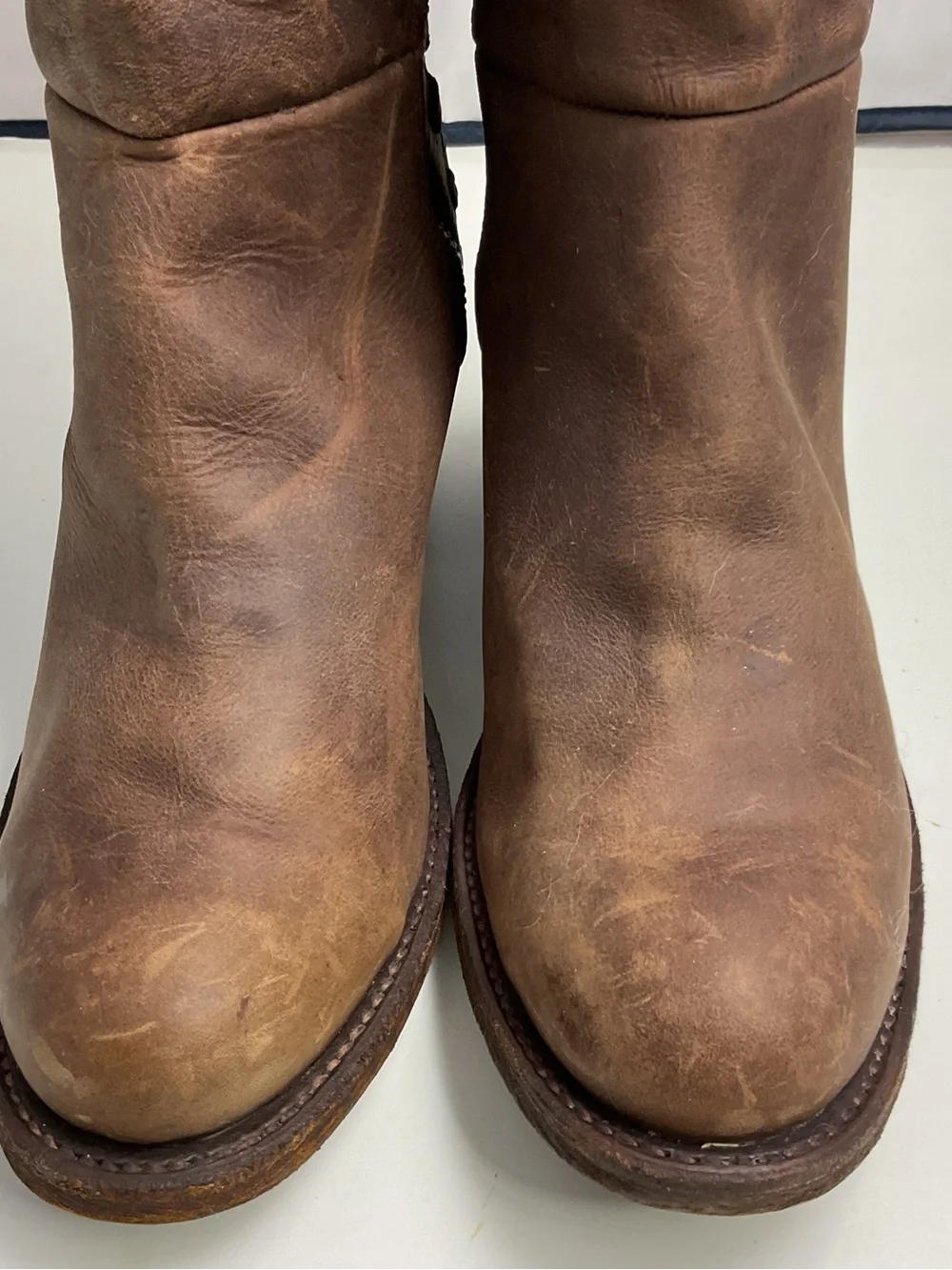 Miss Macie Brown Leather Tall Riding Lace-Back Side Zip Boots Women’s Size 9M